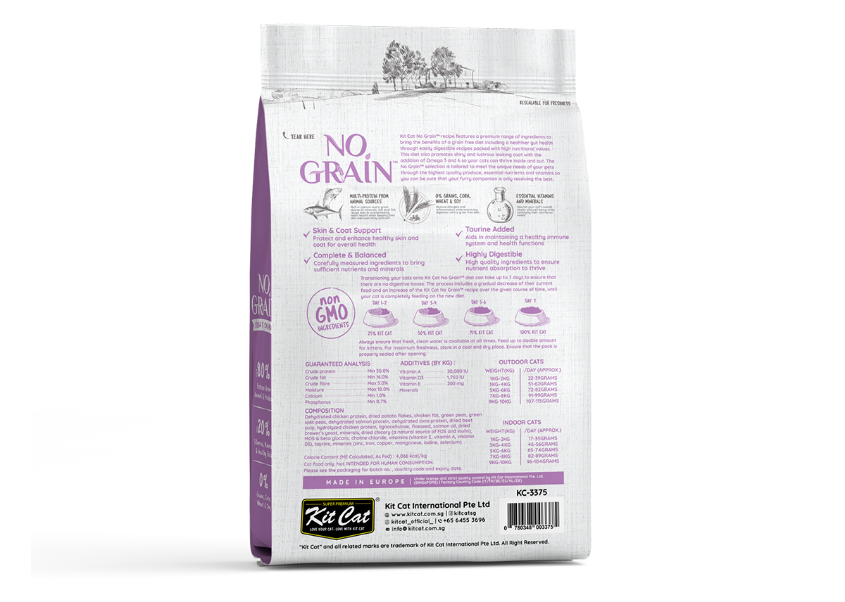 Atún y Salmón No Grain - Pienso para gatos 1KG - Soporte Piel y Pelaje
